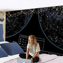 DecorBites™ Interstellar Sky Map Constellations Tapestry- Black Galactic Wall Decor