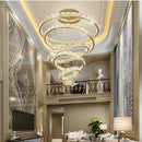 DecorBites™ Crystal LED Chandelier: Luxury Modern Ring Stair Hanging Lamp for Living Room Decor