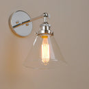 DecorBites™ Funnel Glass Shade Wall Sconce Light Fixture - Modern Metal Lamp for Bedroom, Bathroom