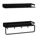 DecorBites™ Black Aluminum Bathroom Shelf with Towel Bar Wall Mounted - Bath Shower Shampoo Holder