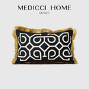 DecorBites™ Geometric Fringed Lumbar Pillow Case, Luxe Sofa Pillow Cover 30x50cm