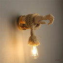 DecorBites™ Hand Shape Wall Light Industrial Loft Hemp Rope E27 Wall Lamp