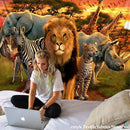 Decorbites lion tapestry silver grassland animal wall hanging bedroom