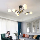 DecorBites™ Black & Gold LED Chandelier: Modern E27 Glass Ball Lamp for Home Lighting