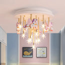 DecorBites™ Kids Resin Horse Paper Crane Ceiling Light - Blue Pink LED Bedroom Lamp