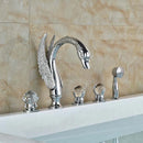 DecorBites™ Crystal Knob Swan Faucet 5-Hole Widespread Tub Mixer with Handshower