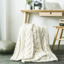 DecorBites™ Khaki Beige Chunky Knit Wool Blanket