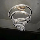DecorBites™ Crystal LED Chandelier: Luxury Modern Ring Stair Hanging Lamp for Living Room Decor