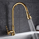 DecorBites™ Gold Kitchen Faucet Pull Out Swivel Water Mixer Tap Single Handle Sink