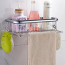 DecorBites™ Gold Brass Bathroom Shelf with Towel Hanger, Shampoo Holder, and Basket
