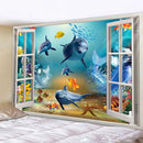 DecorBites™ Dolphin Psychedelic Tapestry: Bohemian Underwater Wall Hanging for Home Decoration