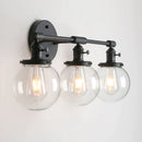 DecorBites™ Black 3-Light Wall Sconce Bathroom Vanity Fixture with Round Glass Canopy