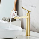 DecorBites™ Gold Brass Bathroom Basin Faucet Single Handle Deck Mounted Brushed Gold Tap