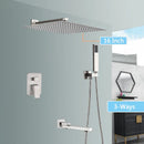 Modern brushed nickel rainfall shower faucet set bathroom with tub spout
