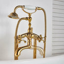 DecorBites™ Dual Handle Clawfoot Bathtub Shower Faucet, Golden Polished Free Standing Mixer