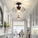 DecorBites™ Gold/Black Crystal Pendant Chandelier for Wedding Decor and Luxury Home Lighting