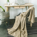 DecorBites™ Khaki Beige Chunky Knit Wool Blanket