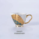 DecorBites™ Luxe Gold Inlay Bone China Coffee Set: Teapot, Cup, Sugar Bowl, Creamer, Mug