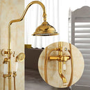 DecorBites™ Gold Brass Jade Bath Shower Set Wall Mounted Rainfall Hand Shower Faucet