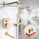 DecorBites™ Golden 8" Rainfall Shower Faucet Set with Handshower - Wall Mounted Luxury Mixer Tap