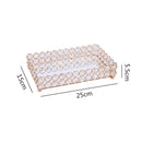 DecorBites™ Crystal Glass Mirror Tray Cosmetic Jewelry Organizer Shelf Storage