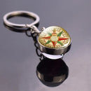 Vintage Compass Jewelry Glass Ball Keychain Compass Key Ring Art Keys Keychain Keyholder Christmas Gift(It's Not A Real Compass)