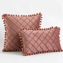 DecorBites™ Corduroy Striped Pompom Pillowcase for Bedroom Sofa Living Room