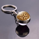 Vintage Compass Jewelry Glass Ball Keychain Compass Key Ring Art Keys Keychain Keyholder Christmas Gift(It's Not A Real Compass)