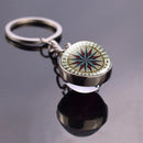 Vintage Compass Jewelry Glass Ball Keychain Compass Key Ring Art Keys Keychain Keyholder Christmas Gift(It's Not A Real Compass)