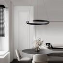 DecorBites™ LED Chandelier: Round Rings Pattern, Gold, Modern Design for Living, Dining, Bedroom, Kitchen.