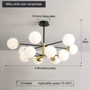 DecorBites™ Glass Ball LED Chandelier: Retro Round Wrought Iron Indoor Lighting for Kitchen, Living Room, Farmhouse