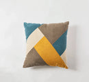 DecorBites™ Geometric Embroidery Cushion Cover Set - Blue Coffee Yellow Grey Abstract Square