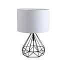 DecorBites™ Geometric Gold Desk Lamp with Hollow Diamond Design and Cloth Shade