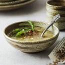 DecorBites™ Japanese Style Handmade Stoneware Dinnerware Set - Round Plates and Bowls