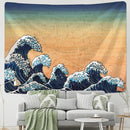 DecorBites™ Kanagawa Waves Hanging Tapestry: Boho Sun Wall Tapestries, Bedspread, Yoga Mat