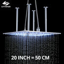 DecorBites™ 20" Chrome LED Rain Shower Head Ceiling Mounted Top Sprayer with Arm