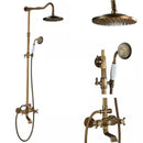 DecorBites™ Antique Brass Shower Faucet Set with Handheld Shower- 8" Rainfall Head