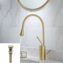 DecorBites™ Gold & Marble Basin Faucet: Single Handle Swivel Sink Water Crane