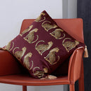 DecorBites™ Leopard Cheetah Print Fringed Cushion Cover in Dark Green, Burgundy, Black