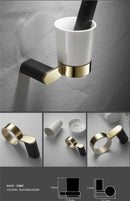 DecorBites™ Gold & Black Bathroom Set - Shelf, Towel Rack, Holder, Brush Holder & More