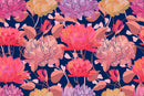 Dark Blue Wallpaper with Peonies