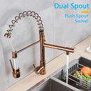 DecorBites™ LED Light Rose Gold Kitchen Faucet with Pull Down Spring Swivel Spout