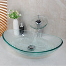 DecorBites™ Glass Waterfall Tap Hand-Painted Basin Mixer Faucet Chrome Lavatory Sink