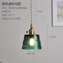 DecorBites™ Green Glass LED Pendant Light - Japanese Style Nordic Copper Hanging Lamp