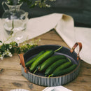 DecorBites™ Handmade Porcelain Bowl with Leather Handle - Round Sallow Salad Plate