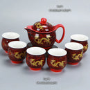 DecorBites™ Dragon Teapot Tea Set, Porcelain Kung Fu Teaware for Puer Oolong Ceremony