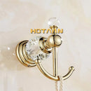 DecorBites™ Gold Crystal Bathroom Accessories Set: Luxe Brass Bath Hardware Wall Mount Collection