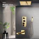DecorBites™ Gold 12" Digital Display Rainfall Shower Faucet with Single Lever Control