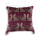 DecorBites™ Leopard Cheetah Print Fringed Cushion Cover in Dark Green, Burgundy, Black