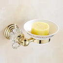 DecorBites™ Gold Crystal Bathroom Accessories Set: Luxe Brass Bath Hardware Wall Mount Collection